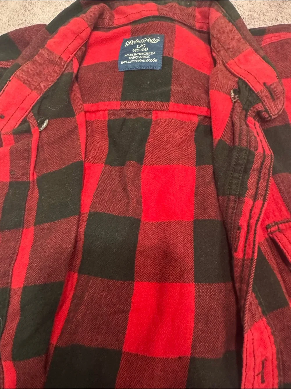 Men's Red and Black Buffalo Plaid Flannel Shirt (CL-5)
